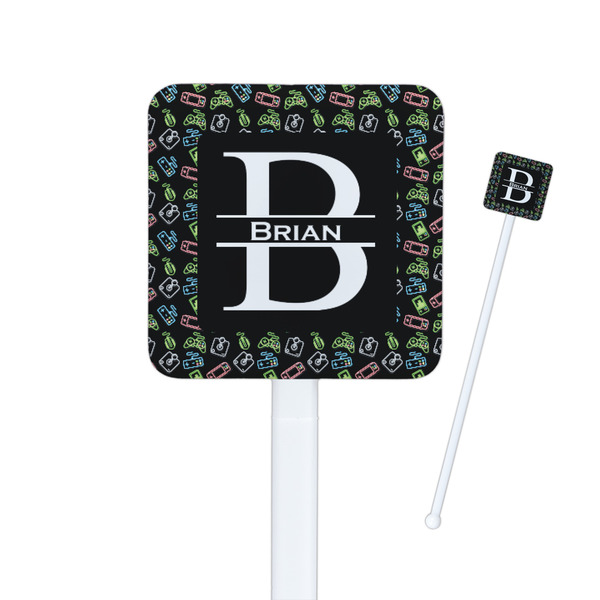 Custom Video Game Square Plastic Stir Sticks (Personalized)