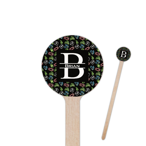 Custom Video Game 6" Round Wooden Stir Sticks - Single Sided (Personalized)