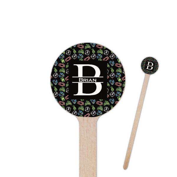 Custom Video Game 7.5" Round Wooden Stir Sticks - Single Sided (Personalized)