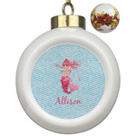 Mermaid Ceramic Ball Ornaments - Poinsettia Garland (Personalized)