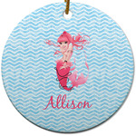 Mermaid Round Ceramic Ornament w/ Name or Text