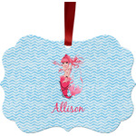 Mermaid Metal Frame Ornament - Double Sided w/ Name or Text