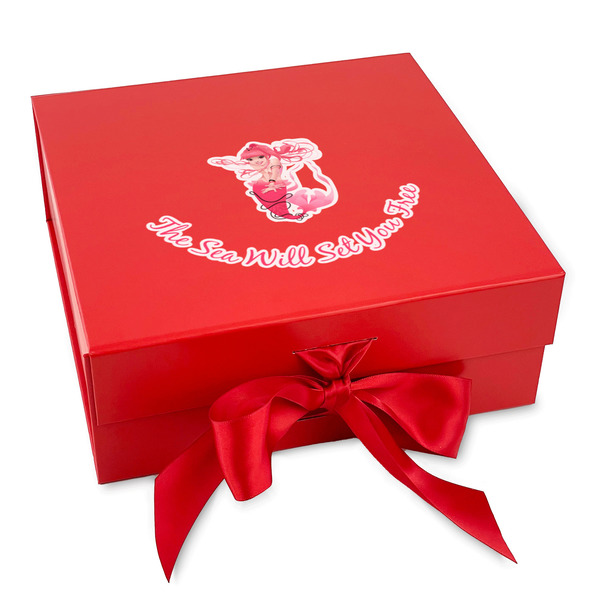 Custom Mermaid Gift Box with Magnetic Lid - Red