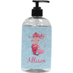 Mermaid Plastic Soap / Lotion Dispenser (16 oz - Large - Black) (Personalized)