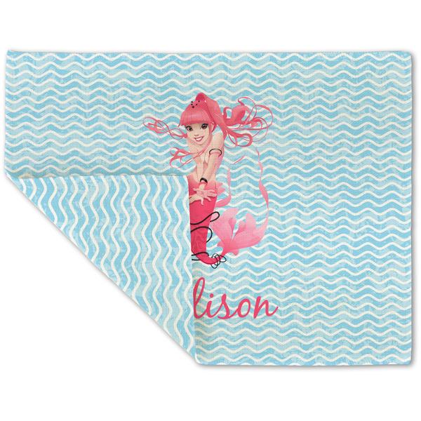 Custom Mermaid Double-Sided Linen Placemat - Single w/ Name or Text