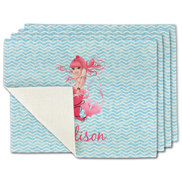 Custom Mermaid Single-Sided Linen Placemat - Set of 4 w/ Name or Text