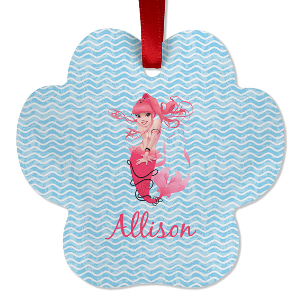 Custom Mermaid Metal Paw Ornament - Double Sided w/ Name or Text