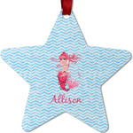 Mermaid Metal Star Ornament - Double Sided w/ Name or Text