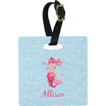 Mermaid Plastic Luggage Tag - Square w/ Name or Text