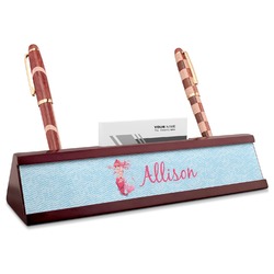 Mermaid Red Mahogany Nameplate with Business Card Holder (Personalized)