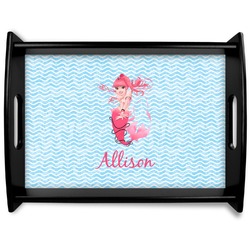 Mermaid Black Wooden Tray - Large (Personalized)