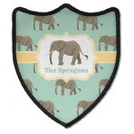 Elephant Iron On Shield Patch B w/ Name or Text