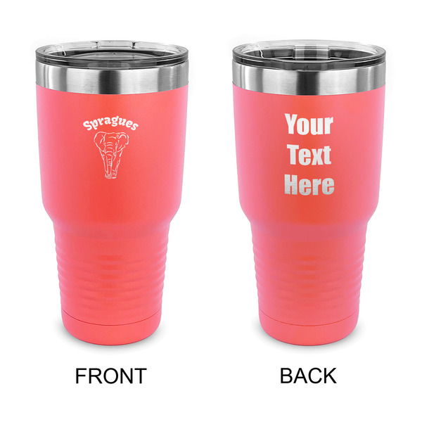 Custom Elephant 30 oz Stainless Steel Tumbler - Coral - Double Sided (Personalized)