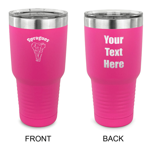 Custom Elephant 30 oz Stainless Steel Tumbler - Pink - Double Sided (Personalized)