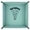 Elephant 9" x 9" Teal Leatherette Snap Up Tray - FOLDED