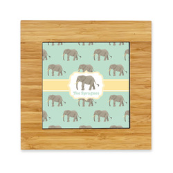 Elephant Bamboo Trivet with Ceramic Tile Insert (Personalized)