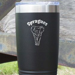 Elephant 20 oz Stainless Steel Tumbler - Black - Single Sided (Personalized)