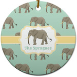 Elephant Round Ceramic Ornament w/ Name or Text