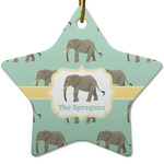 Elephant Star Ceramic Ornament w/ Name or Text