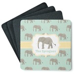 Elephant Square Rubber Backed Coasters - Set of 4 (Personalized)