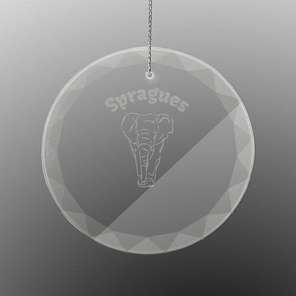 Custom Elephant Engraved Glass Ornament - Round (Personalized)