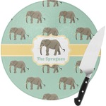 Elephant Round Glass Cutting Board (Personalized)