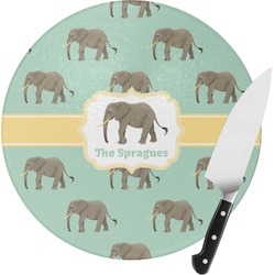 Elephant Round Glass Cutting Board (Personalized)