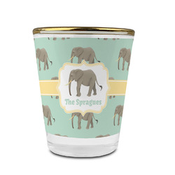 Elephant Glass Shot Glass - 1.5 oz - with Gold Rim - Set of 4 (Personalized)