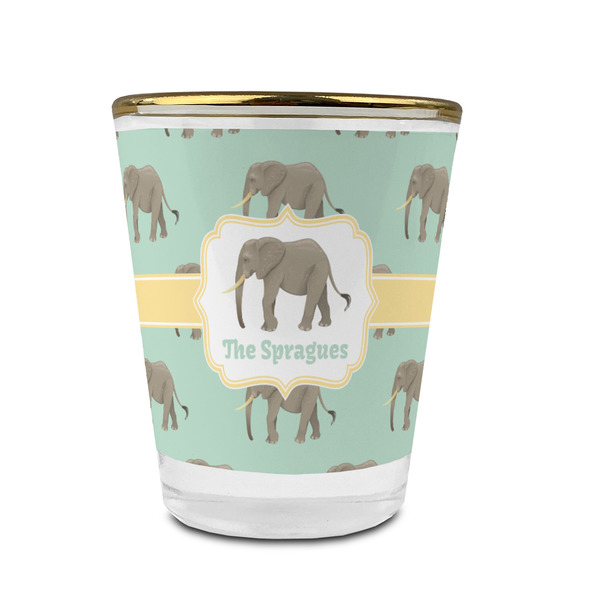 Custom Elephant Glass Shot Glass - 1.5 oz - with Gold Rim - Single (Personalized)