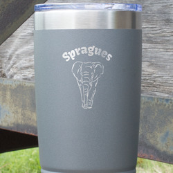 Elephant 20 oz Stainless Steel Tumbler - Grey - Single Sided (Personalized)