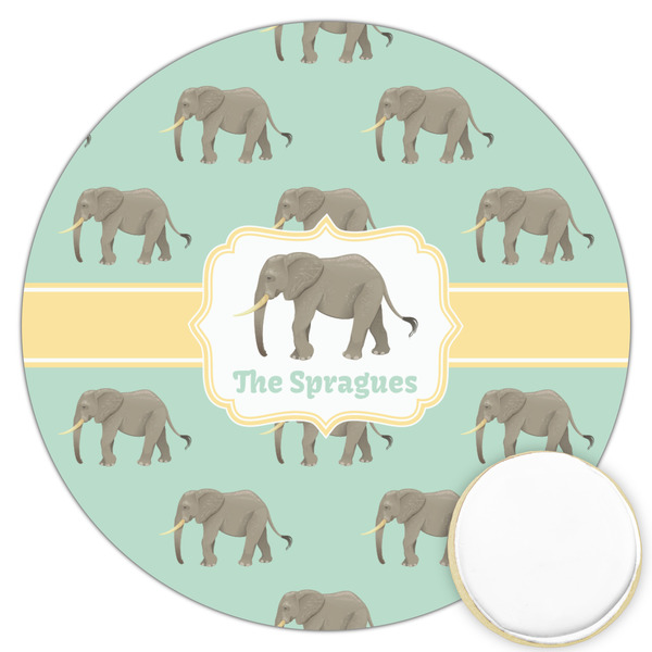 Custom Elephant Printed Cookie Topper - 3.25" (Personalized)