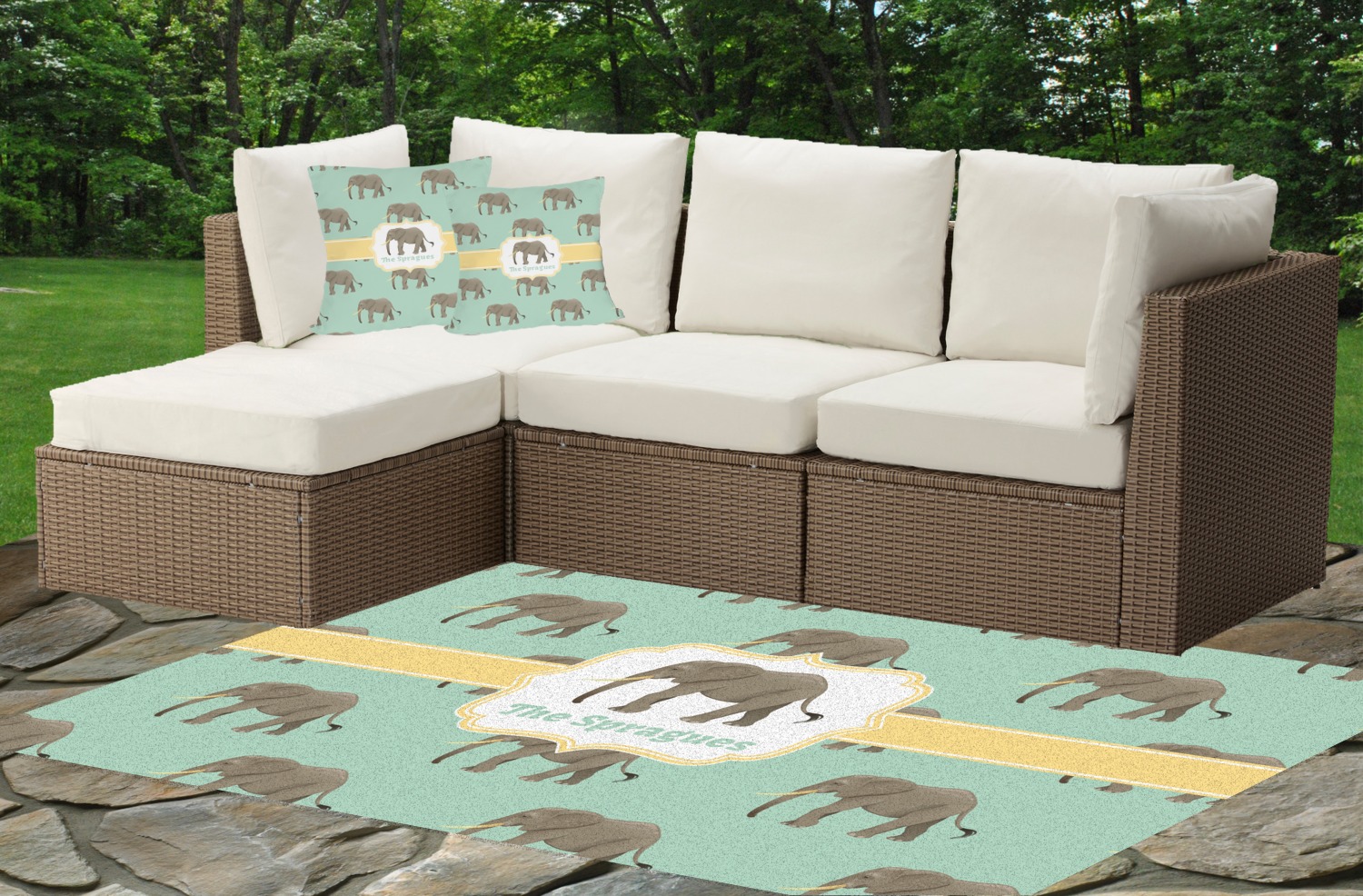 Elephant Indoor \/ Outdoor Rug  4\u002639;x6\u002639; Personalized 