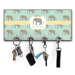 Elephant Key Hanger w/ 4 Hooks w/ Graphics and Text