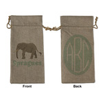 Elephant Large Burlap Gift Bag - Front & Back (Personalized)