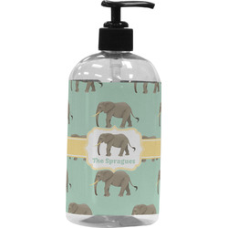 Elephant Plastic Soap / Lotion Dispenser (16 oz - Large - Black) (Personalized)