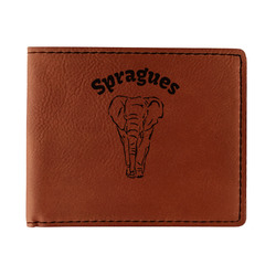Elephant Leatherette Bifold Wallet - Single Sided (Personalized)
