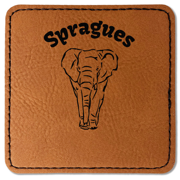 Custom Elephant Faux Leather Iron On Patch - Square (Personalized)