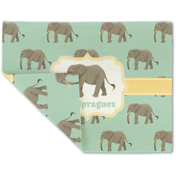 Custom Elephant Double-Sided Linen Placemat - Single w/ Name or Text