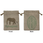 Elephant Medium Burlap Gift Bag - Front & Back (Personalized)