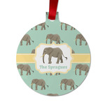 Elephant Metal Ball Ornament - Double Sided w/ Name or Text