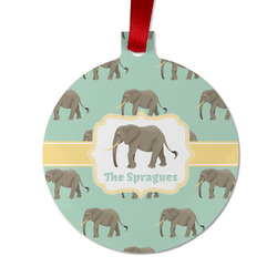 Elephant Metal Ball Ornament - Double Sided w/ Name or Text