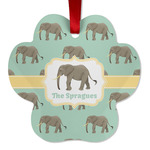 Elephant Metal Paw Ornament - Double Sided w/ Name or Text