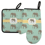 Elephant Left Oven Mitt & Pot Holder Set w/ Name or Text