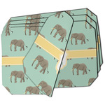 Elephant Dining Table Mat - Octagon - Set of 4 (Double-SIded) w/ Name or Text