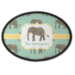 Elephant Iron On Oval Patch w/ Name or Text