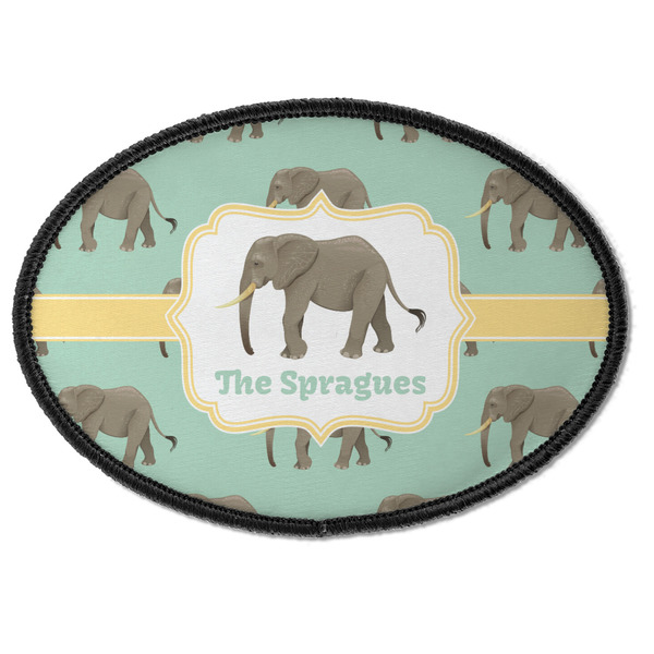 Custom Elephant Iron On Oval Patch w/ Name or Text