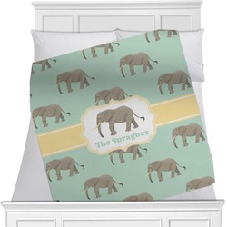 Elephant Minky Blanket - Twin / Full - 80"x60" - Double Sided (Personalized)