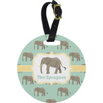 Elephant Plastic Luggage Tag - Round (Personalized)