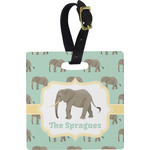 Elephant Plastic Luggage Tag - Square w/ Name or Text