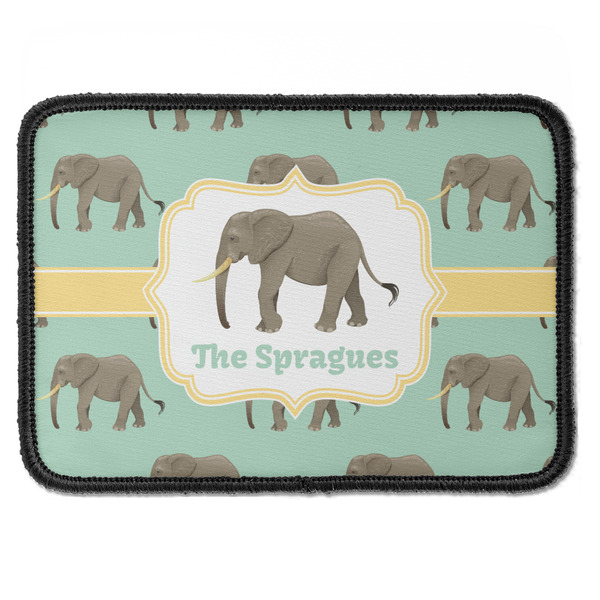 Custom Elephant Iron On Rectangle Patch w/ Name or Text